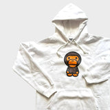 BAPE Hoodie Pullover Hooded Sweatshirt Baby Milo Men's White Pink Hoody Small