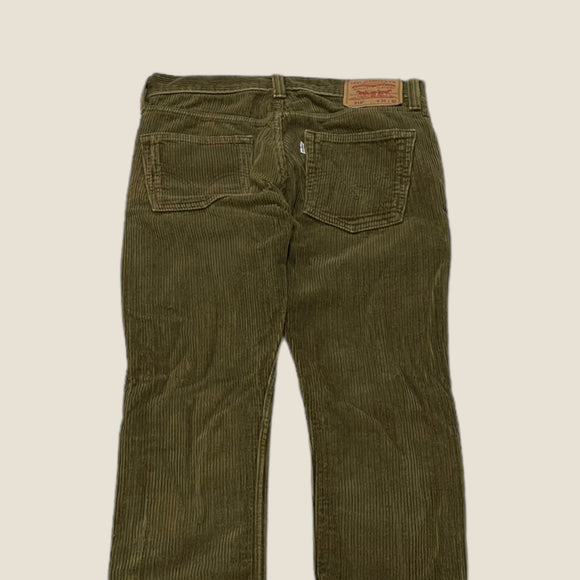 Levi's 510 Olive Corduroy Trousers - Size 30 Waist