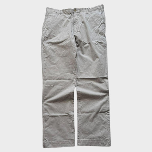 Ralph Lauren Chinos Pants Men's Grey Baggy Straight Wide Leg Trousers 36x31