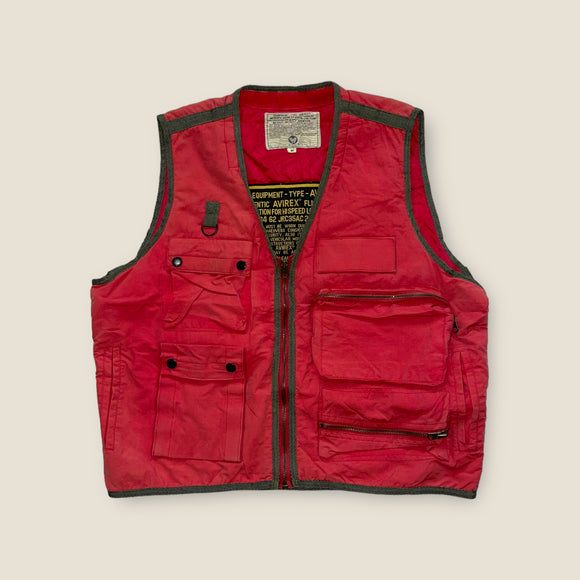 Vintage Avirex Red Utility Gilet Vest - Men's Medium