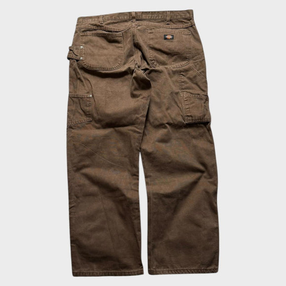 Dickies Brown Carpenter Pants Baggy Straight Wide Leg Denim Men's 38x30