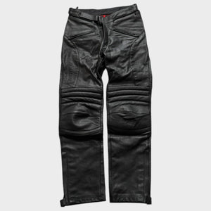 Hein Gericke Biker Pants Straight Leg Black Leather Trousers 30 Waist Motorcycle