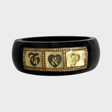 Vintage 1990s Juicy Couture Women's Black and Gold Bracelet Jewellery 90s