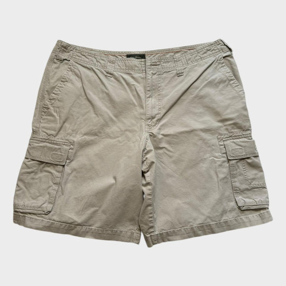 Eddie Bauer Baggy Cargo Shorts Men's Tan Cream Relaxed Wide Leg Size 40 Waist