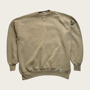 Russell Athletic Blank Sweatshirt Men's Tan Brown Pullover Jumper Size Large