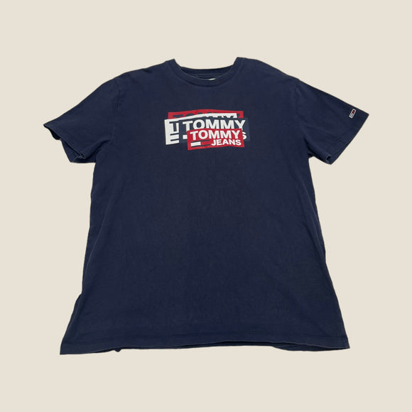 Tommy Hilfiger Spell Out Navy T-shirt - Size Large