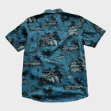 Carhartt Shirt Crazy Pattern Print Men's Blue Short Sleeve Button Up Size Medium