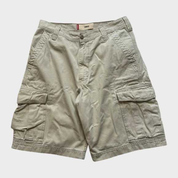Levi's Baggy Cargo Shorts Vintage Y2K Tan Cream Relaxed Wide Leg 32 Waist Mens