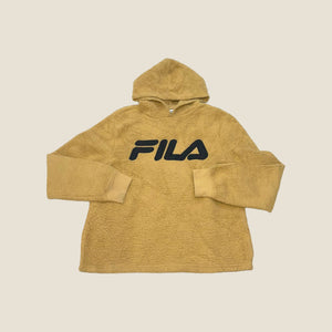 Vintage FILA Beige Fleece Hoodie - Women’s UK 14