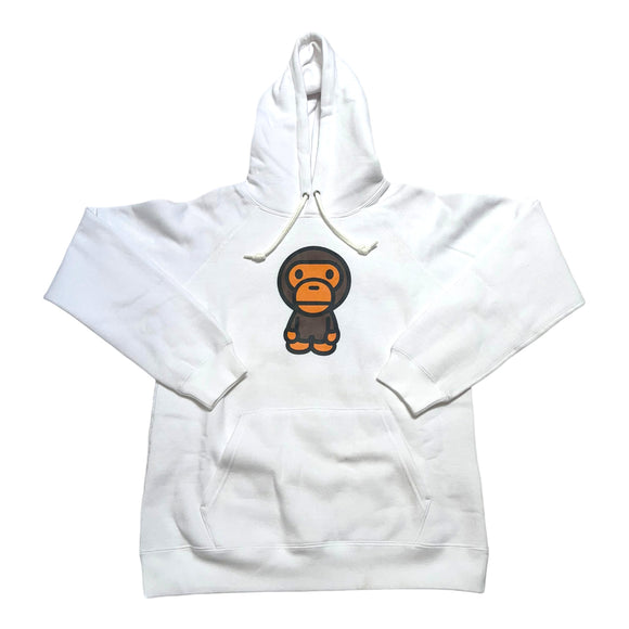 BAPE  Baby Milo Spell Out White Hoodie - Men's Small