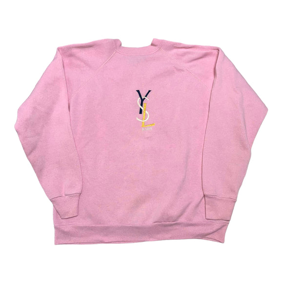 Vintage YSL Spell Out Pink Sweatshirt - Women's Small
