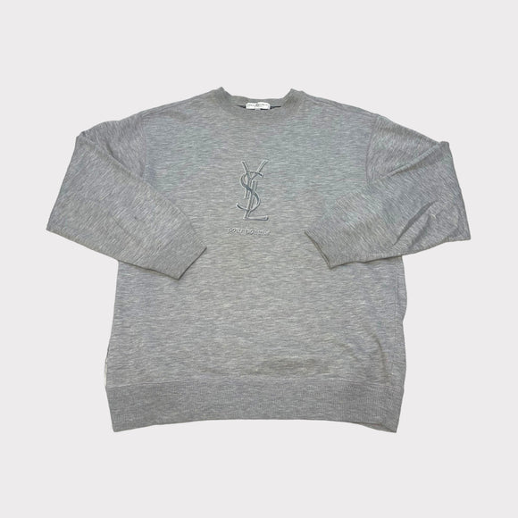 Vintage YSL Light Grey Sweatshirt - Men's Medium