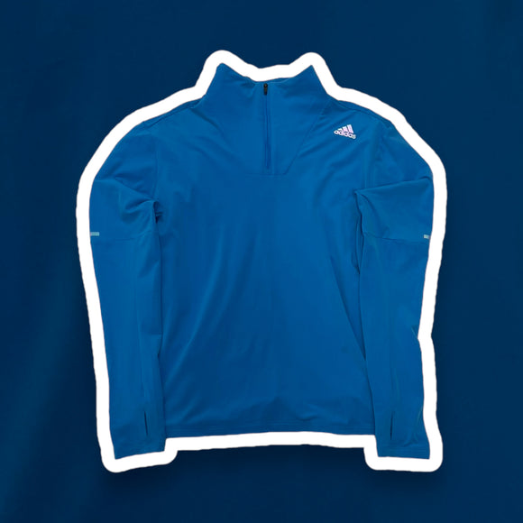Adidas Blue Q Zip Sweatshirt - Men's Medium