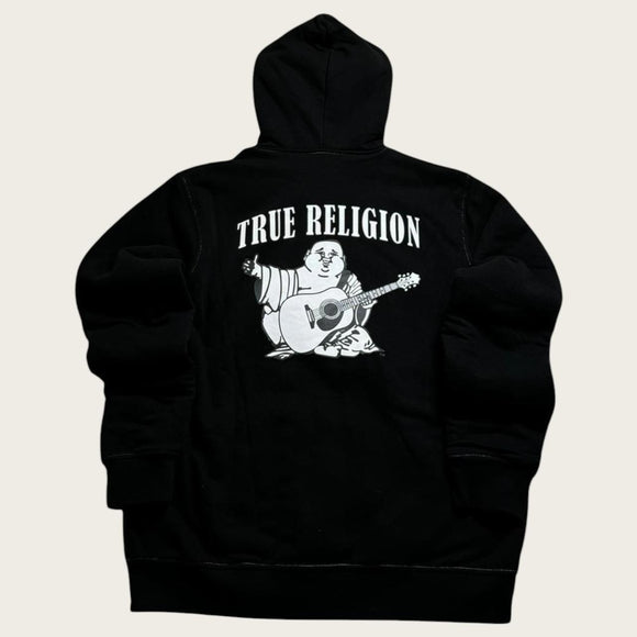 True Religion Hoodie Sherpa Men's Black Hooded Sweatshirt NEW XL Full Zip
