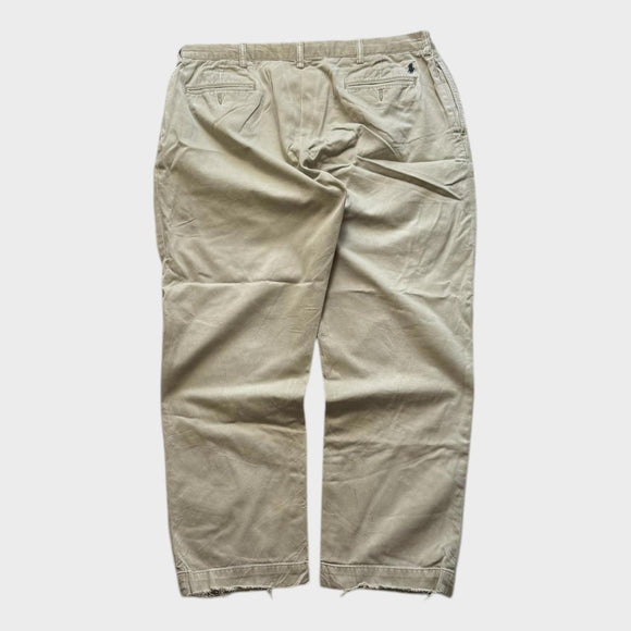 Ralph Lauren Chino Pants Men's Cream Tan Ethan Trousers Baggy Straight 38x30