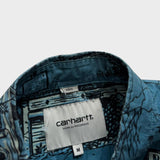 Carhartt Shirt Crazy Pattern Print Men's Blue Short Sleeve Button Up Size Medium