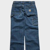 Carhartt Blue Carpenter Jeans Denim Pants Baggy Straight Leg Women's 28x27