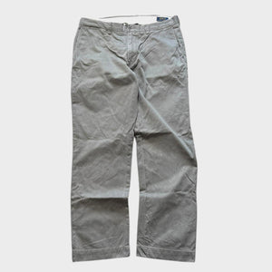 Ralph Lauren Men's Grey Chino Trousers Baggy Straight Wide Leg 34x30