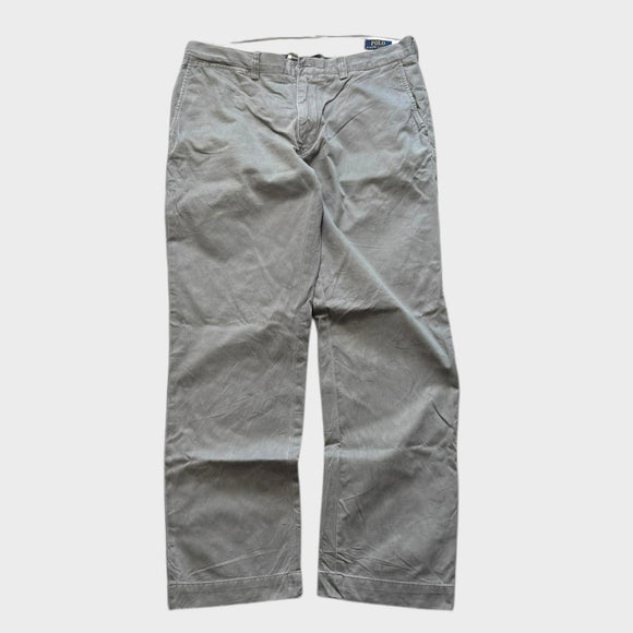 Ralph Lauren Men's Grey Chino Trousers Baggy Straight Wide Leg 34x30