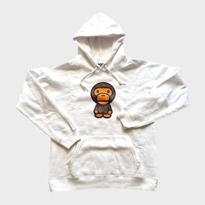 BAPE Hoodie Pullover Hooded Sweatshirt Baby Milo Men's White Pink Hoody Small