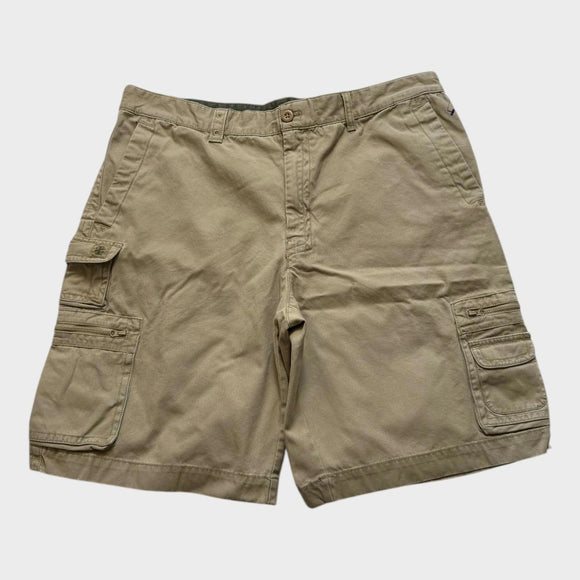 Izod Baggy Cargo Shorts Men's Tan Brown Cotton Canvas Relaxed Wide Leg 38 Waist