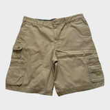 Izod Baggy Cargo Shorts Men's Tan Brown Cotton Canvas Relaxed Wide Leg 38 Waist