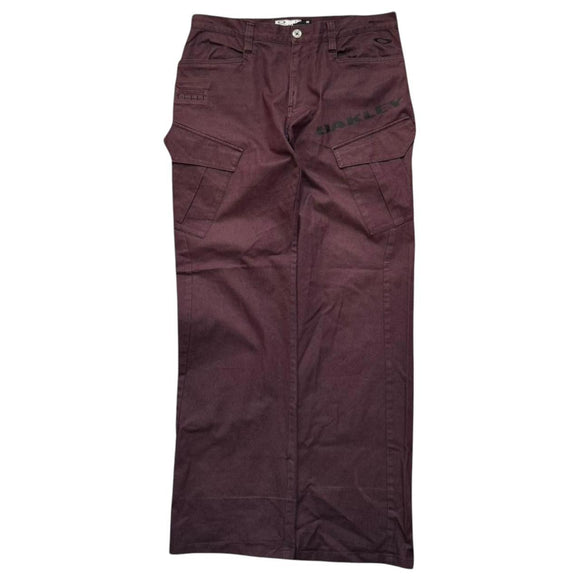 Oakley Men's Burgundy Purple Cargo Trousers Pants Baggy Wide Leg 34x31