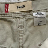 Levi's Baggy Cargo Shorts Vintage Y2K Tan Cream Relaxed Wide Leg 32 Waist Mens