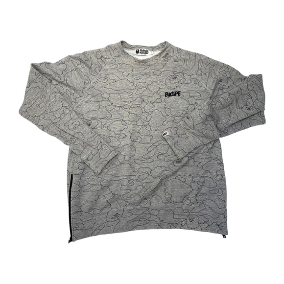 BAPE Grey Camo Sweatshirt - Men's Large