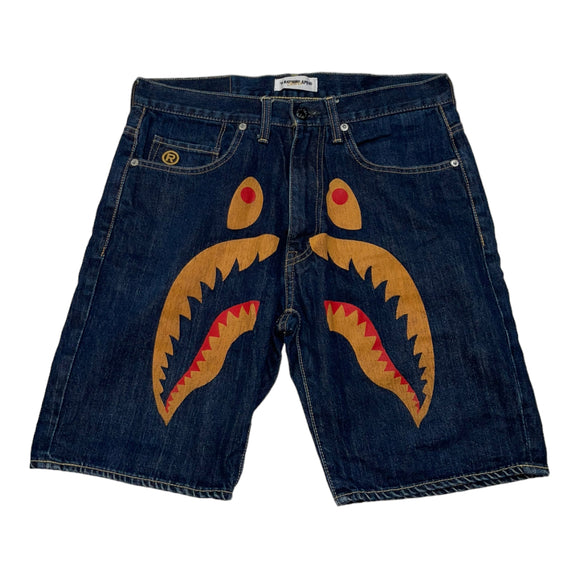 BAPE Orange Shark Denim Shorts - Men's Small