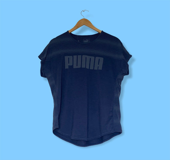 Puma Navy And Blue Spell Out Tee - Women's XL