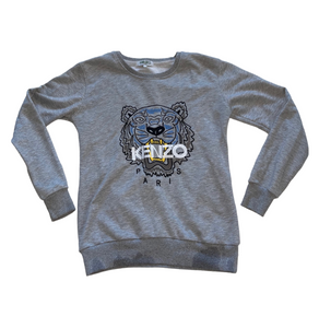 Vintage Kenzo Spell Out Grey Sweatshirt - Women's XS