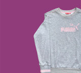 Puma Light Grey And Pink Spell Out Sweatshirt - Large