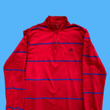 Ralph Lauren Chaps Red Striped Q Zip Jumper - Large