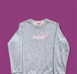 Puma Light Grey And Pink Spell Out Sweatshirt - Large