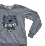 Vintage Kenzo Spell Out Grey Sweatshirt - Women's XS