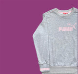 Puma Light Grey And Pink Spell Out Sweatshirt - Large